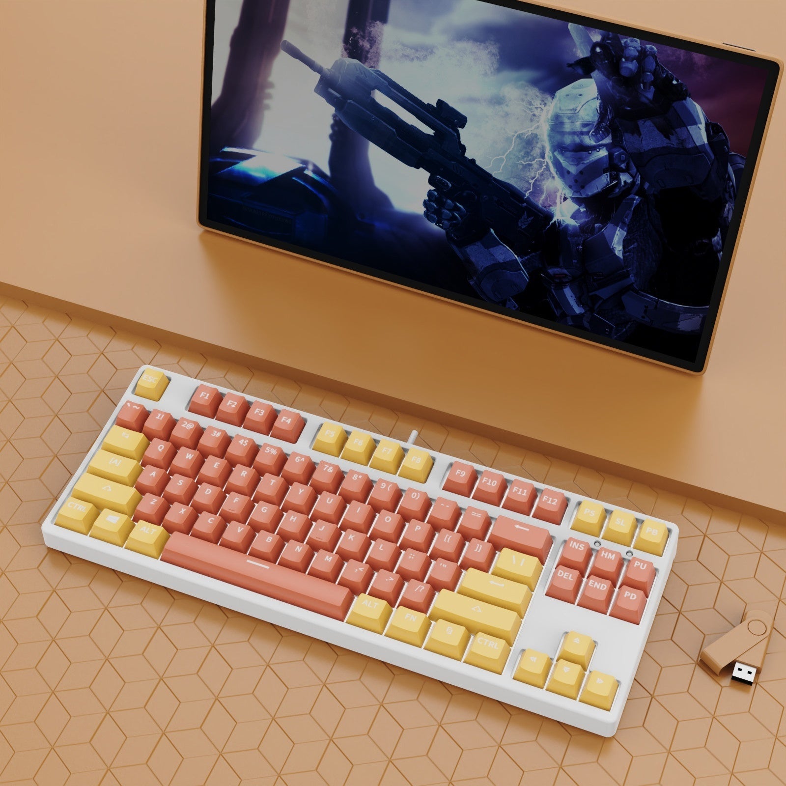 87 Key Wired Mechanical Gaming Keyboard Hot Swap Two Color