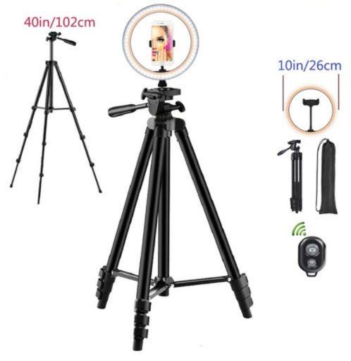 Ring Mobile Phone Holder Tripod With Three Color Fill Light