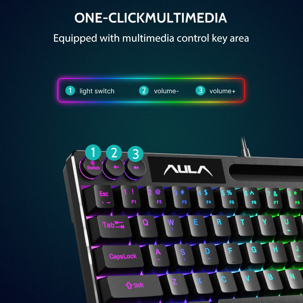 F3061 61keys Wired RGB Gaming Keyboard Membrane Keyboar