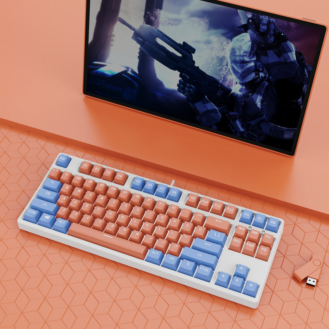 87 Key Wired Mechanical Gaming Keyboard Hot Swap Two Color