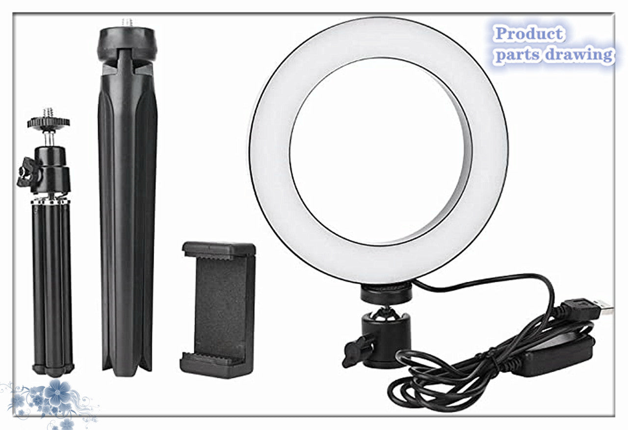 Apple Compatible 360° Rotatable Ring Light Desktop Tripod