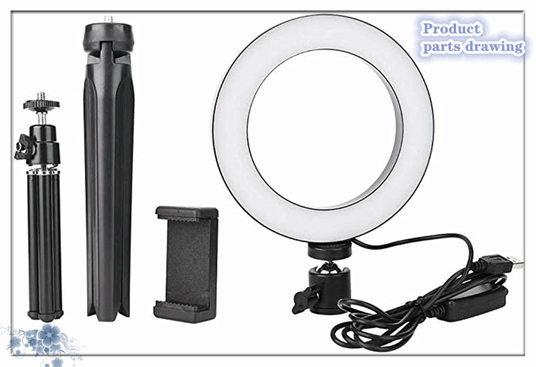 Apple Compatible 360° Rotatable Ring Light Desktop Tripod