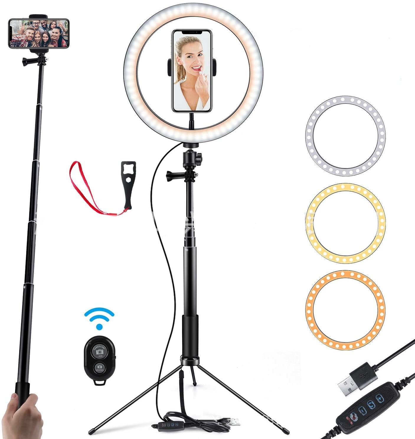 Apple Compatible 10 LED Ring Light Dimmable Studio Tripod Stand
