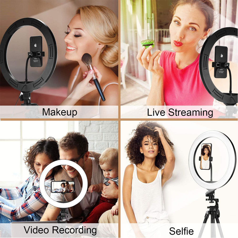 Apple Compatible Dimmable LED Selfie Ring Light With Tripod