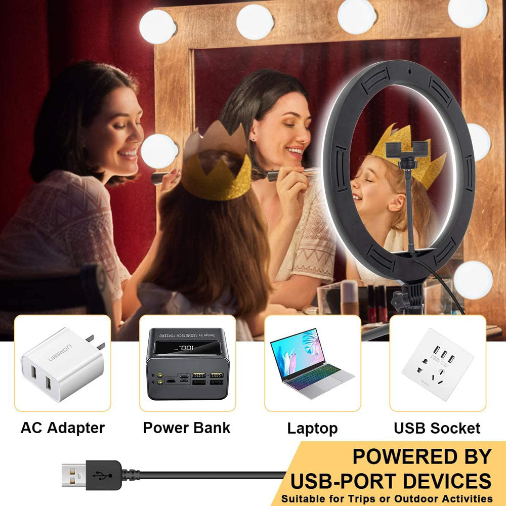 Apple Compatible Dimmable LED Selfie Ring Light With Tripod