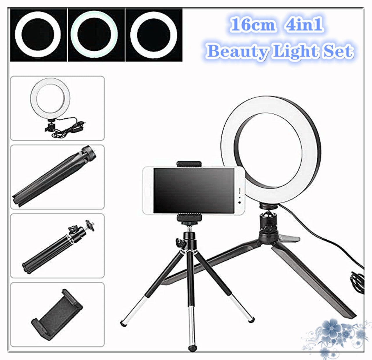 Apple Compatible 360° Rotatable Ring Light Desktop Tripod