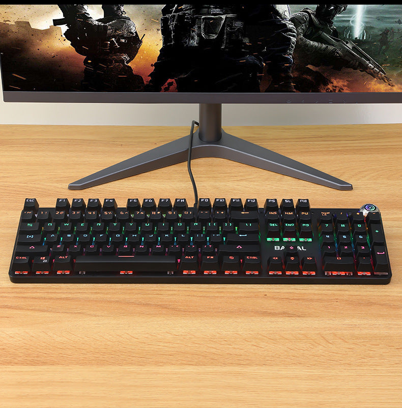 Metal Wired Mechanical Keyboard Green Axis Knob Backlit