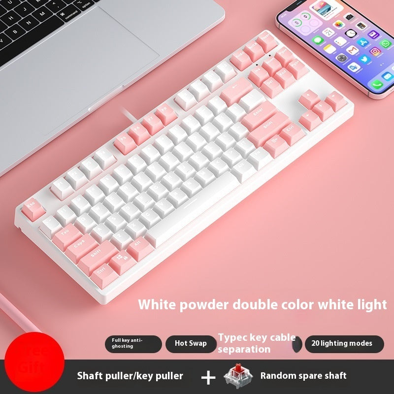 87 Key Wired Mechanical Gaming Keyboard Hot Swap Two Color