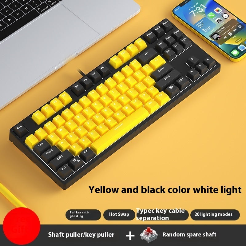 87 Key Wired Mechanical Gaming Keyboard Hot Swap Two Color
