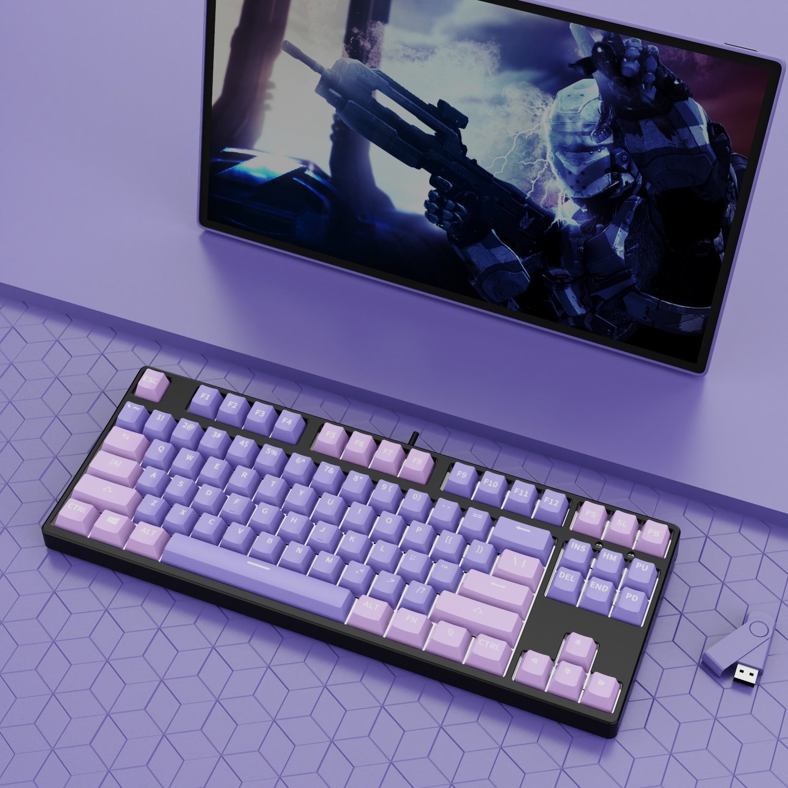 87 Key Wired Mechanical Gaming Keyboard Hot Swap Two Color