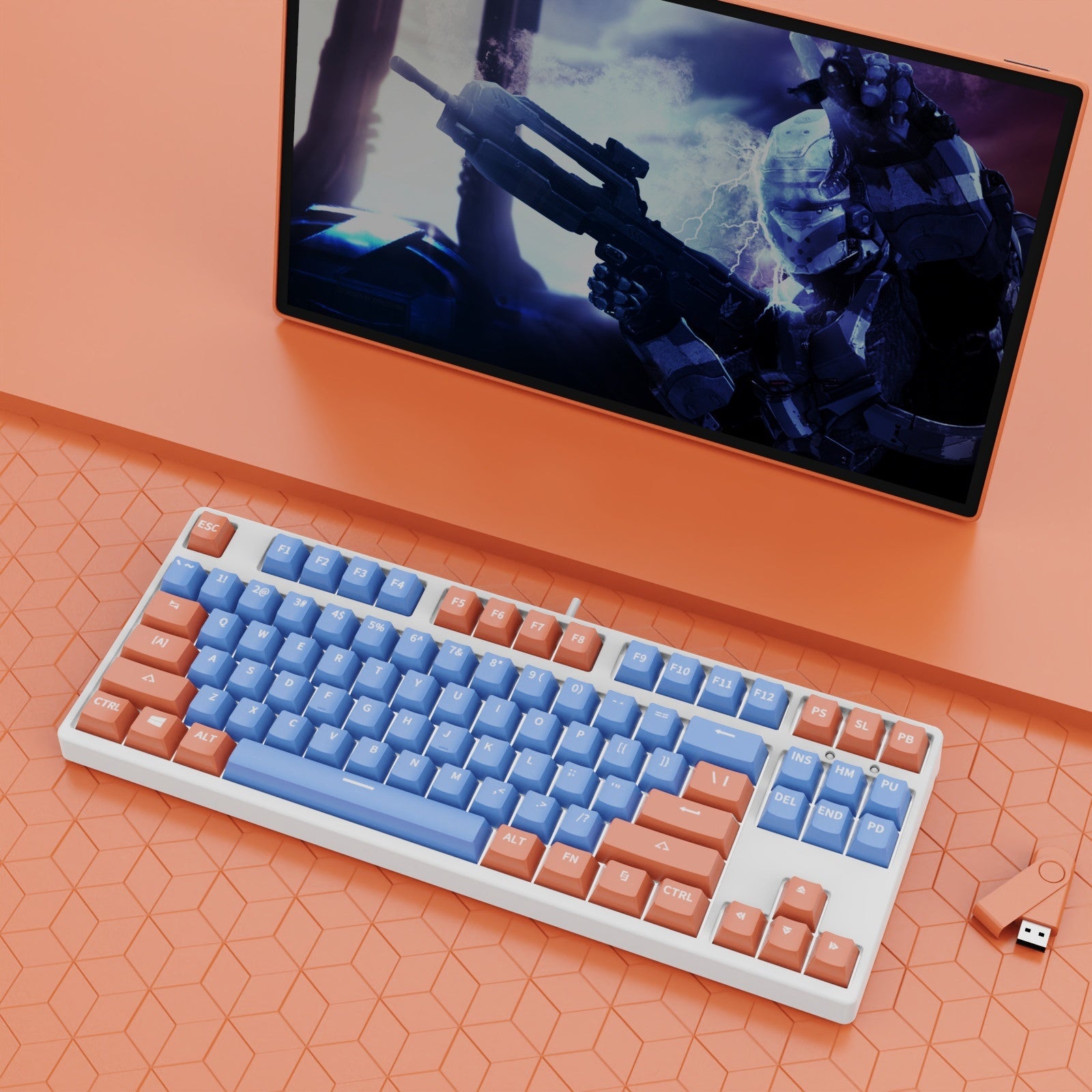 87 Key Wired Mechanical Gaming Keyboard Hot Swap Two Color