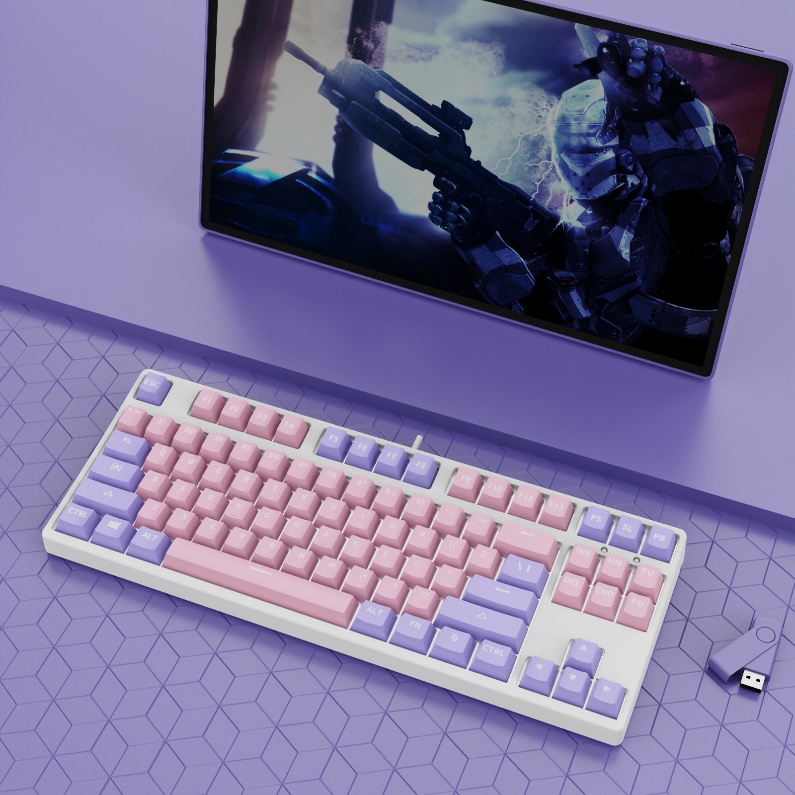 87 Key Wired Mechanical Gaming Keyboard Hot Swap Two Color