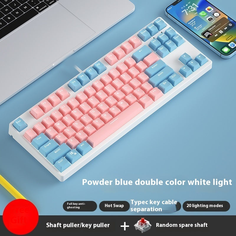 87 Key Wired Mechanical Gaming Keyboard Hot Swap Two Color
