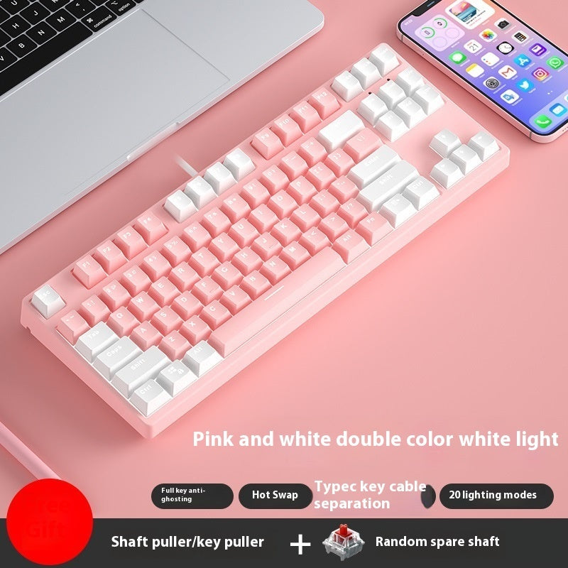 87 Key Wired Mechanical Gaming Keyboard Hot Swap Two Color
