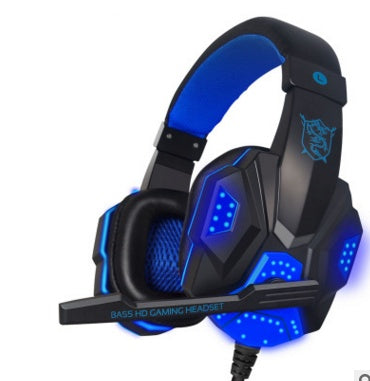 PU Mind PC780 Gaming Headset With Microphone Black Blue LED Headphones