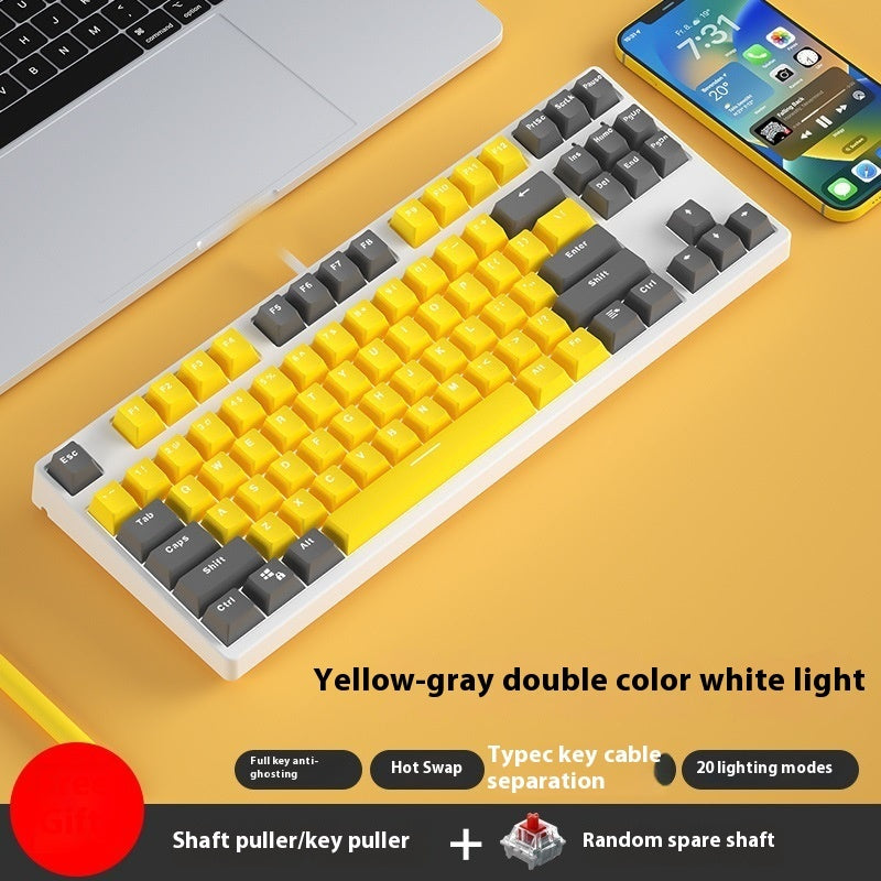 87 Key Wired Mechanical Gaming Keyboard Hot Swap Two Color