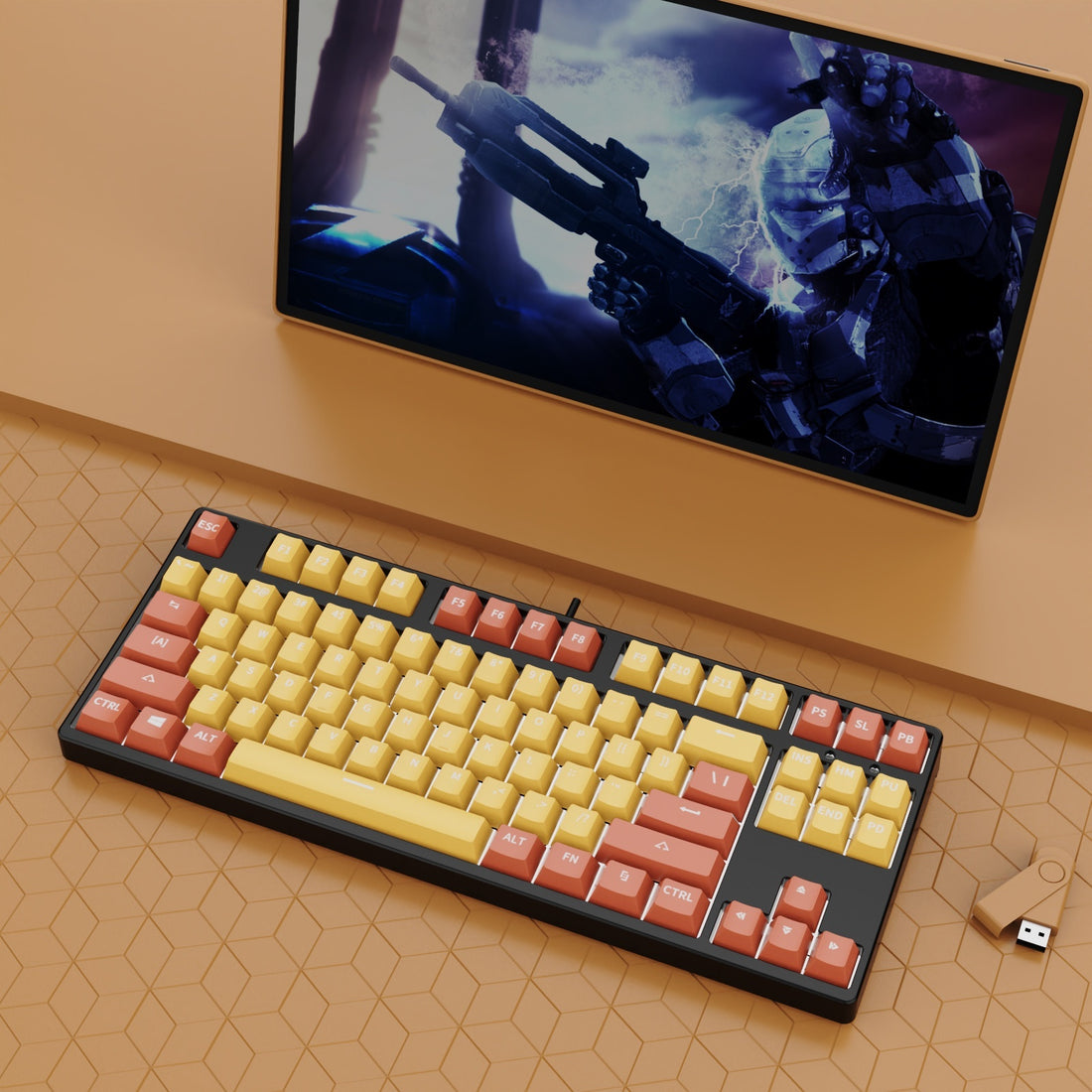 87 Key Wired Mechanical Gaming Keyboard Hot Swap Two Color