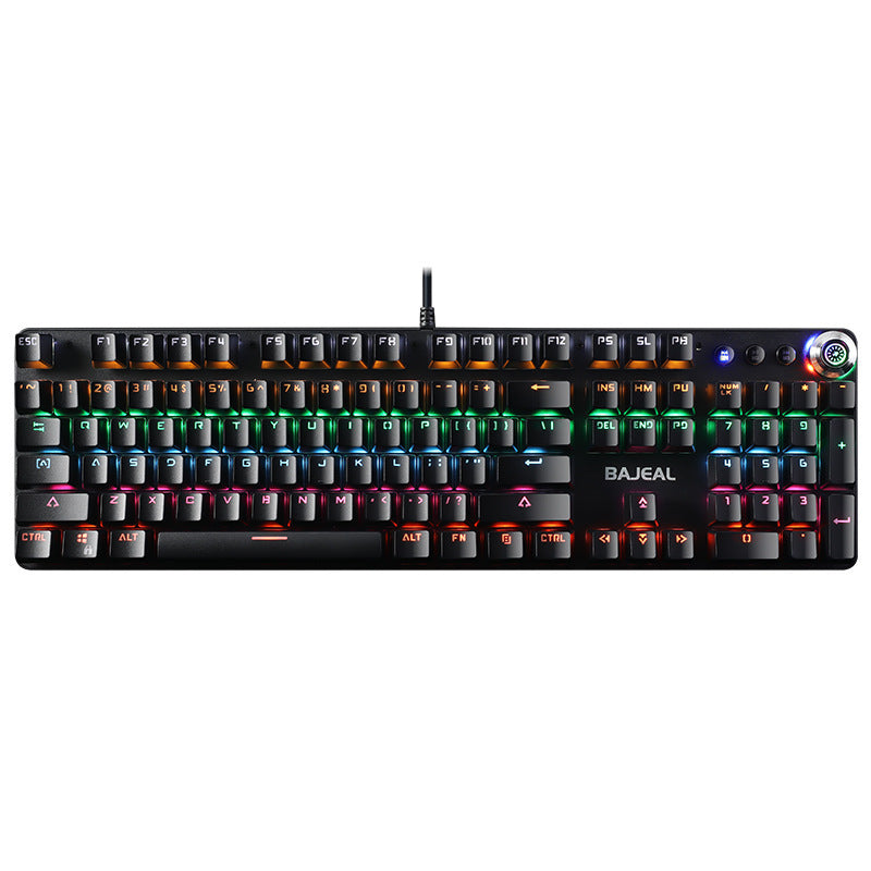 Metal Wired Mechanical Keyboard Green Axis Knob Backlit