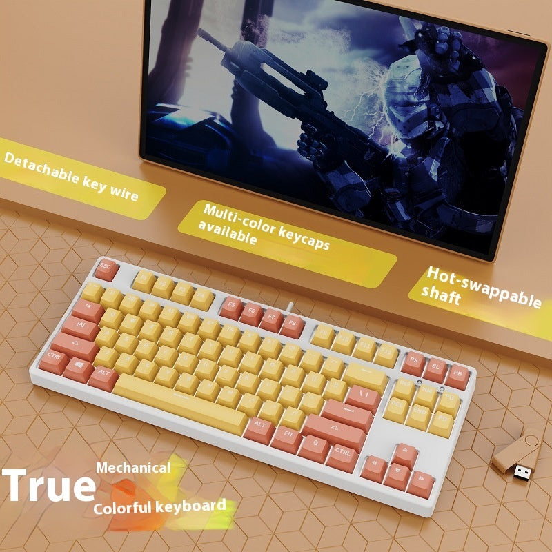 87 Key Wired Mechanical Gaming Keyboard Hot Swap Two Color