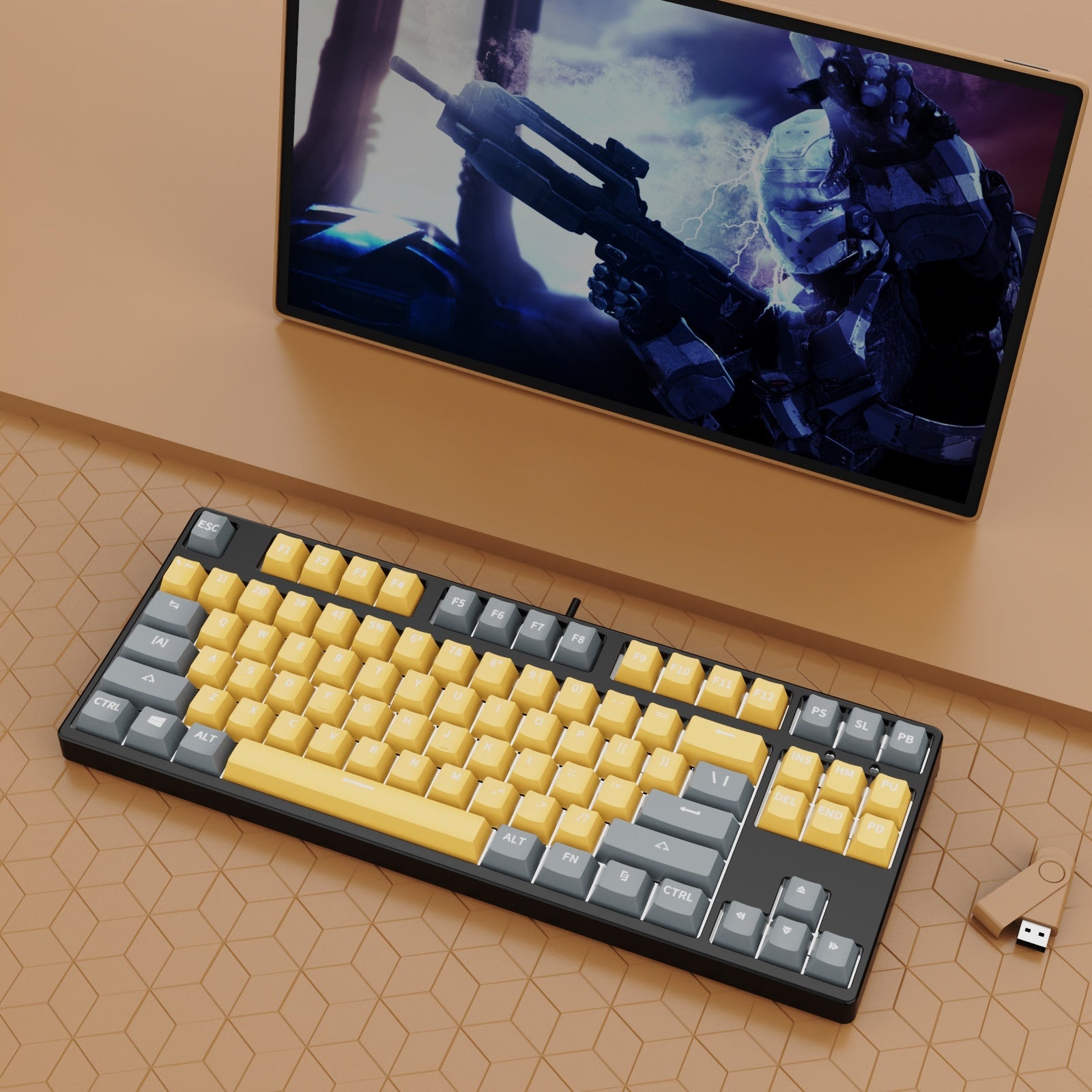 87 Key Wired Mechanical Gaming Keyboard Hot Swap Two Color