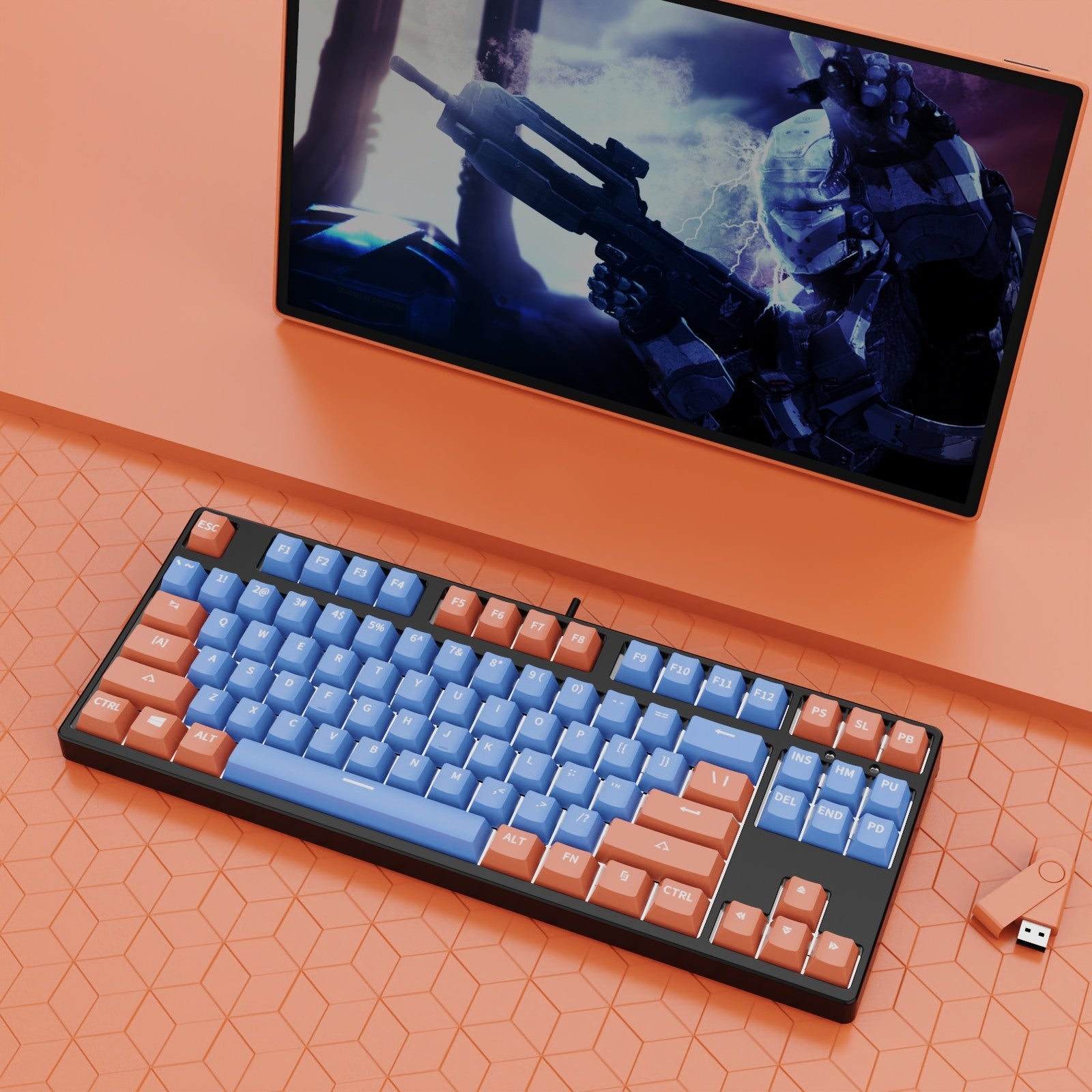 87 Key Wired Mechanical Gaming Keyboard Hot Swap Two Color