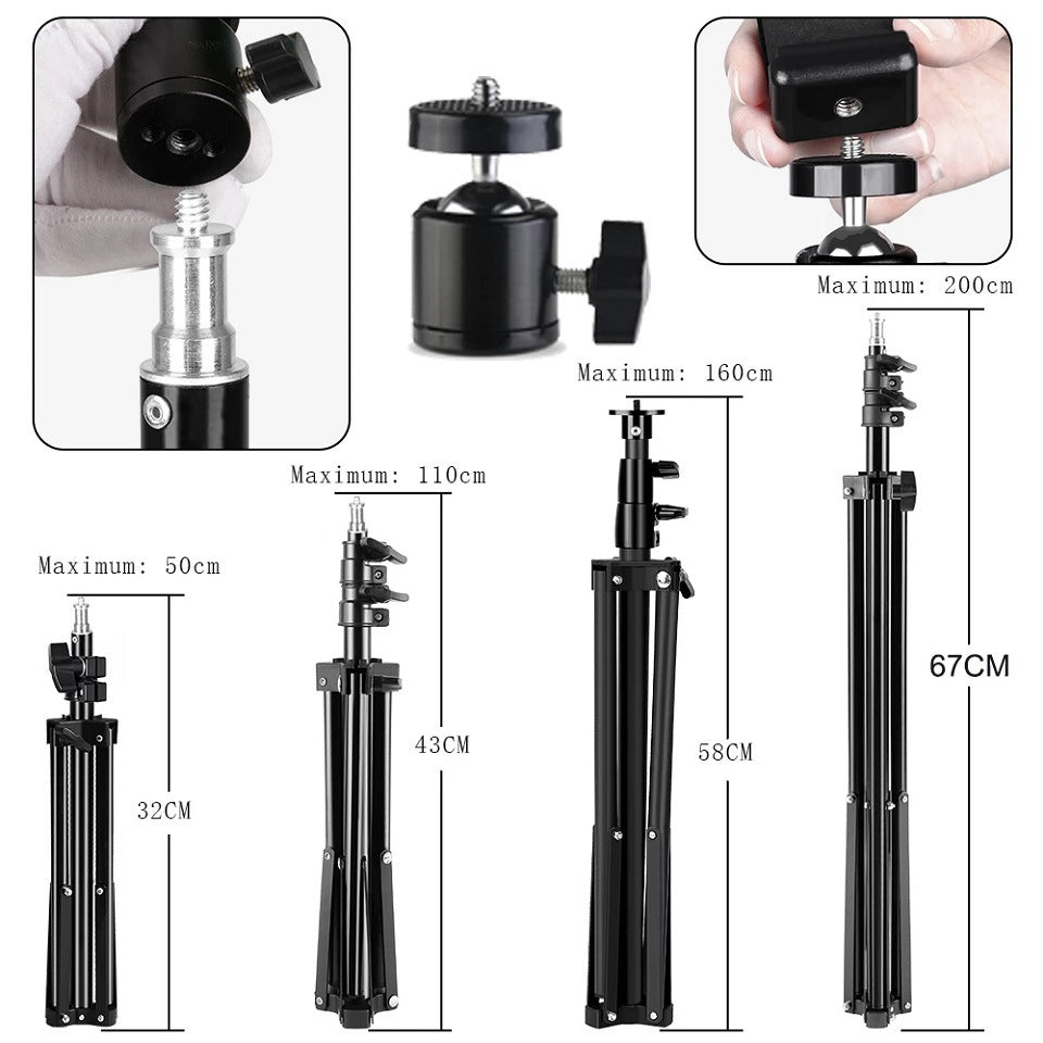 Ring Mobile Phone Holder Tripod With Three Color Fill Light