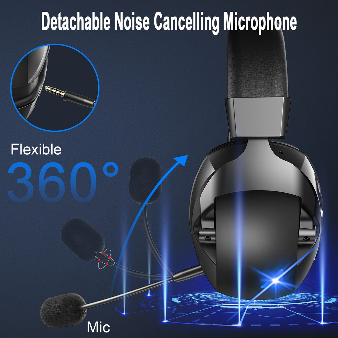 Over Ear Bluetooth Gaming Headphones 2.4G Wireless With Microphone For PC PS5