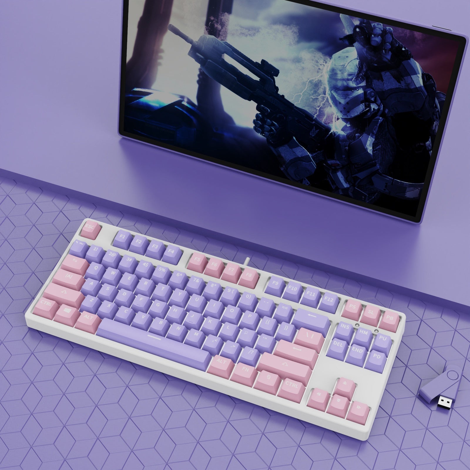 87 Key Wired Mechanical Gaming Keyboard Hot Swap Two Color