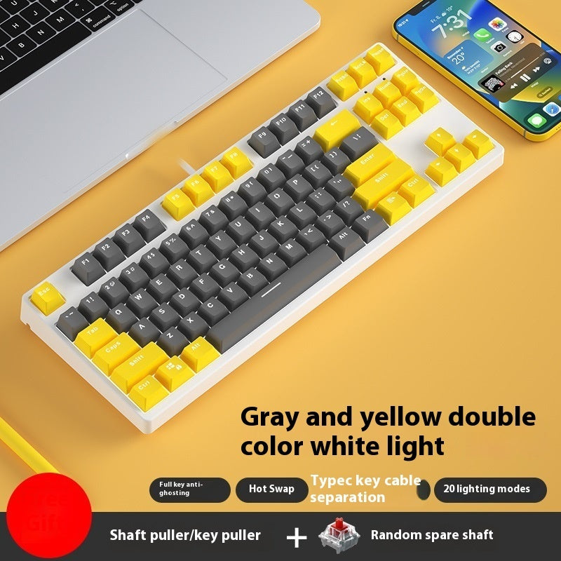 87 Key Wired Mechanical Gaming Keyboard Hot Swap Two Color