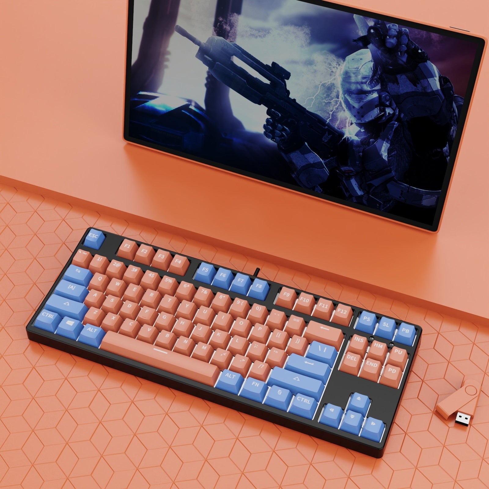 87 Key Wired Mechanical Gaming Keyboard Hot Swap Two Color