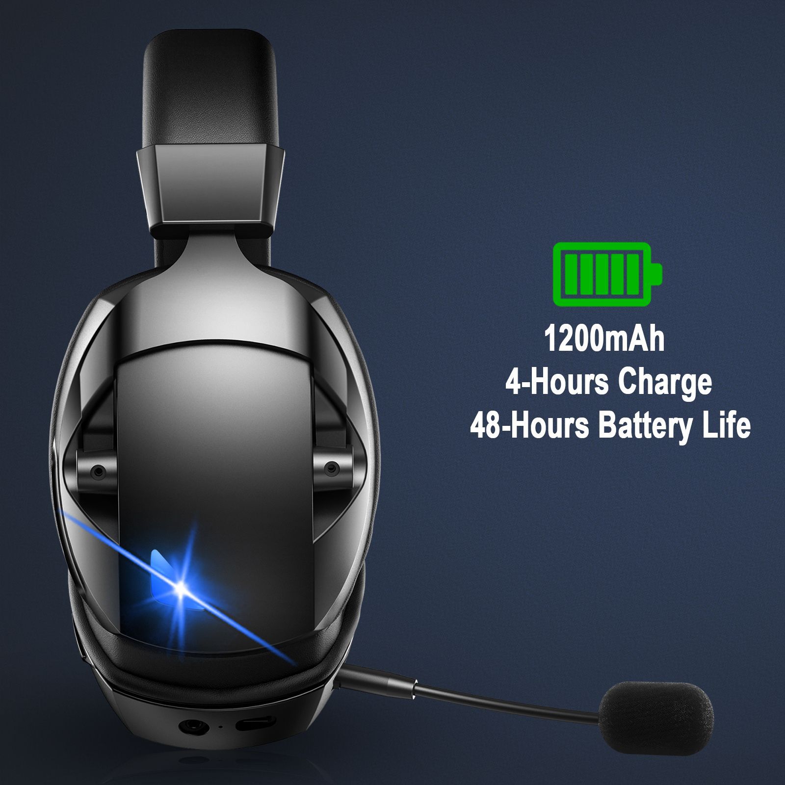 Over Ear Bluetooth Gaming Headphones 2.4G Wireless With Microphone For PC PS5