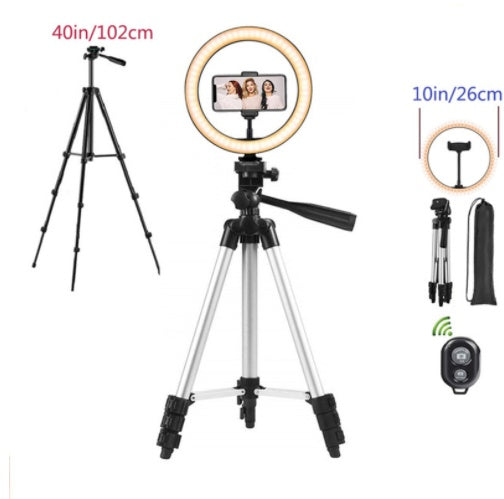Ring Mobile Phone Holder Tripod With Three Color Fill Light